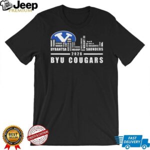 BYU Cougars 2026 Basketball Roster Skyline Logo T Shirt BYU Cougars 2026 Basketball Roster Skyline Logo T Shirt