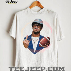 Bad Bunny Holding Football Middle Finger Aesthetic Urban Style T Shirt