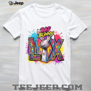 Bad Bunny Super Bowl LX Colorful City Skyline Trophy T shirt