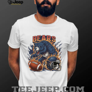 Bears Football Fire Graphic Helmet & Ball Shirt