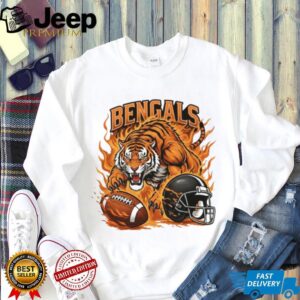 Bengals Football Orange Flame Mascot & Helmet Tee Bengals Football Orange Flame Mascot & Helmet Tee