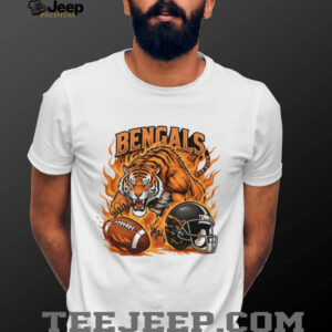 Bengals Football Orange Flame Mascot & Helmet Tee