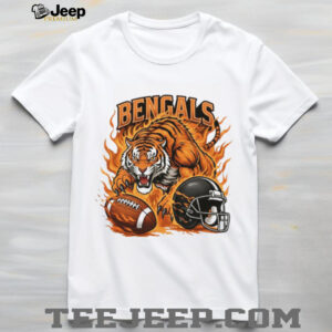 Bengals Football Orange Flame Mascot & Helmet Tee