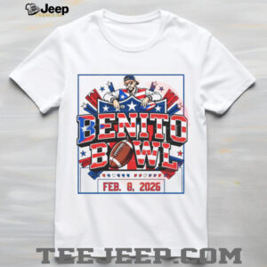 Benito Bowl Feb 8 2026 Puerto Rico Flag Stars Football T shirt Benito Bowl Feb 8 2026 Puerto Rico Flag Stars Football T shirt