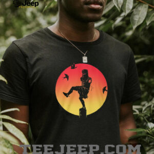 Black Knight Karate Kid Crane Kick Silhouette Sunset T Shirt Black Knight Karate Kid Crane Kick Silhouette Sunset T Shirt