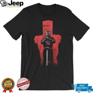 Black Knight “None Shall Pass” T Shirt Minimalist Red Knight Graphic