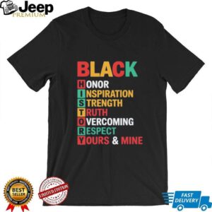 Black history acronym black honor inspiration strength truth overcoming respect shirt