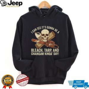 Bleach Tarp and Chainsaw Funny Dark Humor Skull T Shirt