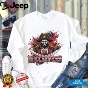 Buccaneers Pirate Captain Splatter Art Football Tee Buccaneers Pirate Captain Splatter Art Football Tee