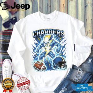 Chargers Lightning Strike Superhero Mascot Shirt Electric Blue Chargers Lightning Strike Superhero Mascot Shirt Electric Blue