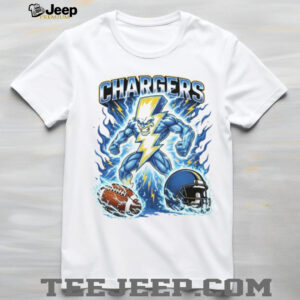 Chargers Lightning Strike Superhero Mascot Shirt Electric Blue