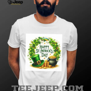 Classic St. Patrick's Day Wreath with Pot of Gold and Rainbow T Shirt