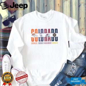 Colorado Sports Teams Mashup Broncos Rockies Avalanche Nuggets White T Shirt