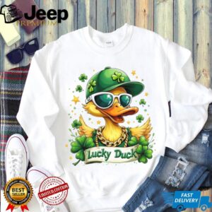 Cool Lucky Duck Wearing Sunglasses and Gold Chain St. Patrick's Day T Shirt