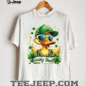 Cool Lucky Duck Wearing Sunglasses and Gold Chain St. Patrick's Day T Shirt
