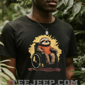 Cool Sloth in Wheelchair with Sunglasses Graphic T Shirt