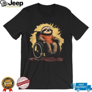 Cool Sloth in Wheelchair with Sunglasses Graphic T Shirt