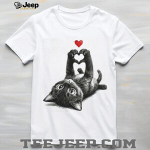Cute Black Cat Heart Paws Graphic Tee For Cat Lovers Cute Black Cat Heart Paws Graphic Tee For Cat Lovers