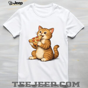 Cute Fat Orange Tabby Cat Eating Pizza Slice T Shirt Cute Fat Orange Tabby Cat Eating Pizza Slice T Shirt