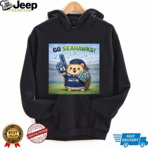 Cute Hedgehog Seattle Football Fan “Go Seahawks” Cartoon T Shirt