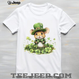 Cute Watercolor Field Mouse in Leprechaun T Shirt and Bowtie Cute Watercolor Field Mouse in Leprechaun T Shirt and Bowtie