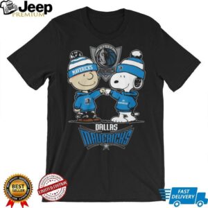 Dallas Mavericks Charlie Brown and Snoopy Fist Bump NBA Shirt