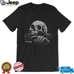 Dark Aesthetic “I'm Fine” Sinking Skull Skeleton Hand Graphic T Shirt