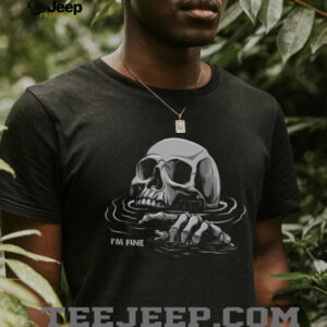Dark Aesthetic “I'm Fine” Sinking Skull Skeleton Hand Graphic T Shirt