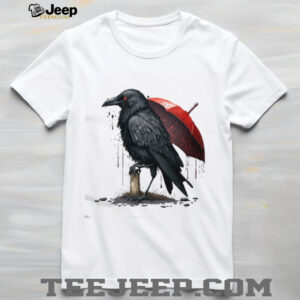 Dark Crow with Red Umbrella Gothic Ink Art T Shirt Dark Crow with Red Umbrella Gothic Ink Art T Shirt
