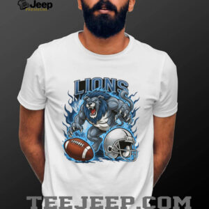 Detroit Lions Blue Fire Football Mascot Shirt