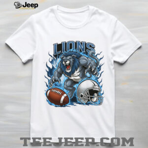Detroit Lions Blue Fire Football Mascot Shirt