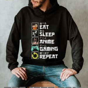 Eat Sleep Anime Gaming Repeat Japanese Text Otaku T Shirt Eat Sleep Anime Gaming Repeat Japanese Text Otaku T Shirt