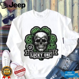Edgy Lucky One Skull and Clover St. Patrick's Day Graphic T Shirt