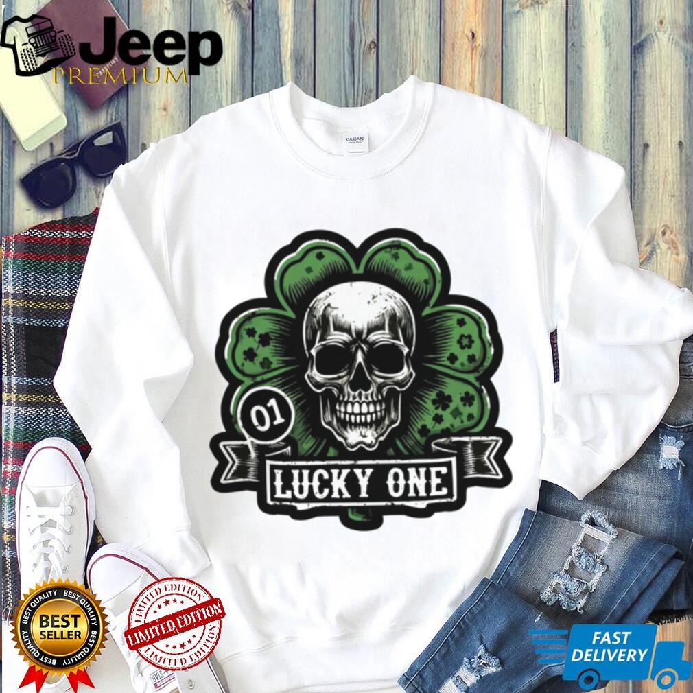 Edgy Lucky One Skull and Clover St. Patrick’s Day Graphic T Shirt Edgy Lucky One Skull and Clover St. Patrick’s Day Graphic T Shirt