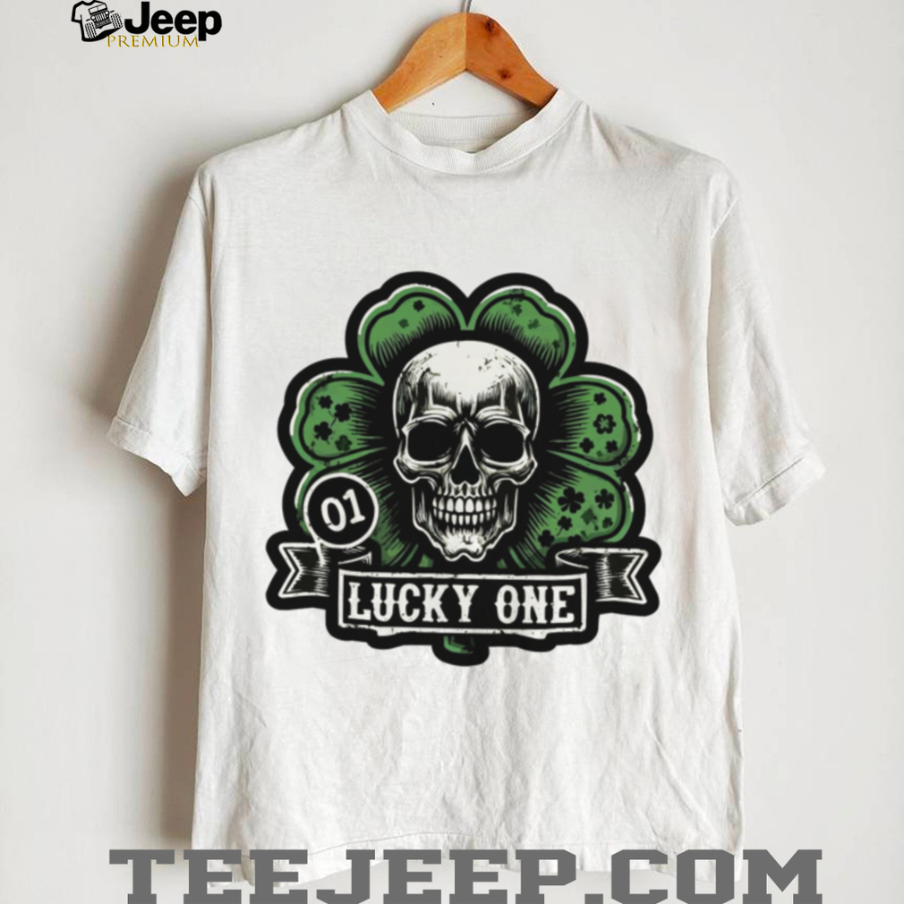 Edgy Lucky One Skull and Clover St. Patrick’s Day Graphic T Shirt Edgy Lucky One Skull and Clover St. Patrick’s Day Graphic T Shirt