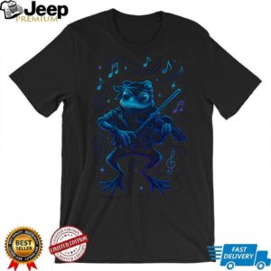 Electric Blue Frog Playing Violin Rock & Roll Animal Tee Electric Blue Frog Playing Violin Rock & Roll Animal Tee