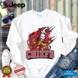 Fierce Chiefs Wolf Mascot Graphic Tee Football Sports Apparel Fierce Chiefs Wolf Mascot Graphic Tee Football Sports Apparel