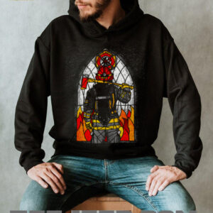 Firefighter Stained Glass Hero Axe & Fire T Shirt Firefighter Stained Glass Hero Axe & Fire T Shirt