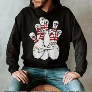 Funny Injured Bowling Pins Cartoon Graphic T Shirt Bowling Humor