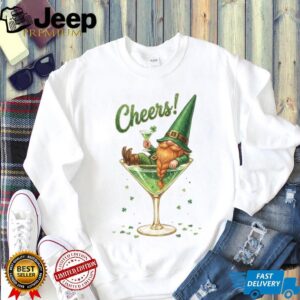 Funny St. Patrick's Day Gnome in Martini Glass “Cheers” T Shirt