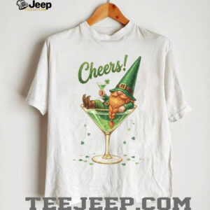 Funny St. Patrick's Day Gnome in Martini Glass “Cheers” T Shirt