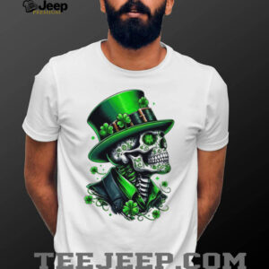Gothic St. Patrick's Day Sugar Skull Skeleton with Green Top T Shirt