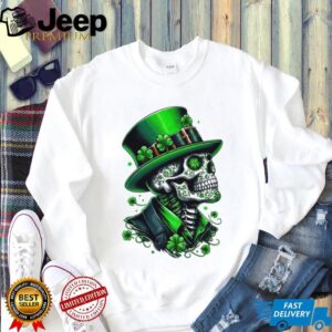 Gothic St. Patrick's Day Sugar Skull Skeleton with Green Top T Shirt