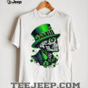 Gothic St. Patrick's Day Sugar Skull Skeleton with Green Top T Shirt