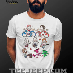 Grateful Dead Cartoon Band Members and Dancing Bears Graphic T Shirt Grateful Dead Cartoon Band Members and Dancing Bears Graphic T Shirt