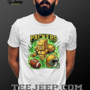 Green Bay Packers Cheese Head Muscle Mascot Fire T Shirt