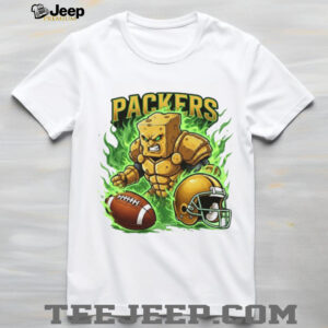 Green Bay Packers Cheese Head Muscle Mascot Fire T Shirt