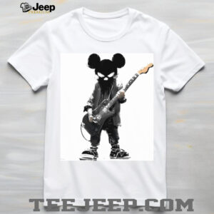 Grunge Cartoon Rocker Mouse Playing Electric Guitar Shirt