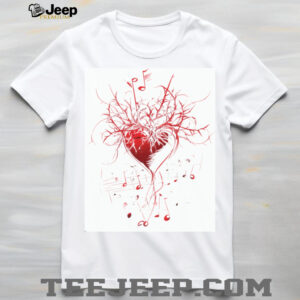 Heart Harmony Musical Notes and Thorns Graphic T Shirt