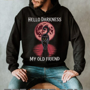 Hello Darkness My Old Friend Black Cat Full Moon Graphic Tee